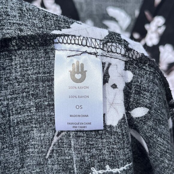 Spiritual Gangster Maya Floral Kimono Black 100% Rayon Robe One Size - Picture 5 of 8